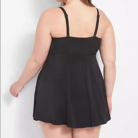 Swim by Cacique Black Wireless One Piece Lined Sleeveless Mini Swim Dress Sz 36 - Picture 3 of 15